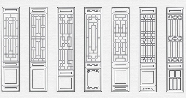 黄岛常用中式仿古花窗图案隔断设计图