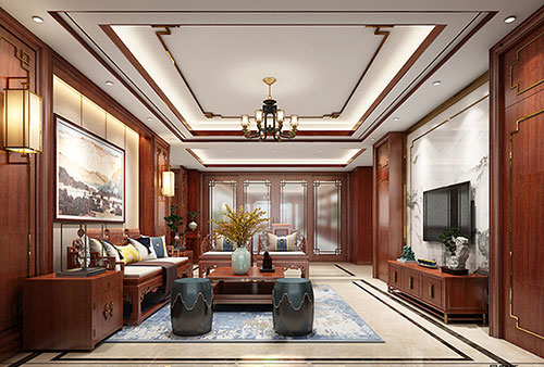 黄岛小清新格调的现代简约别墅中式设计装修效果图